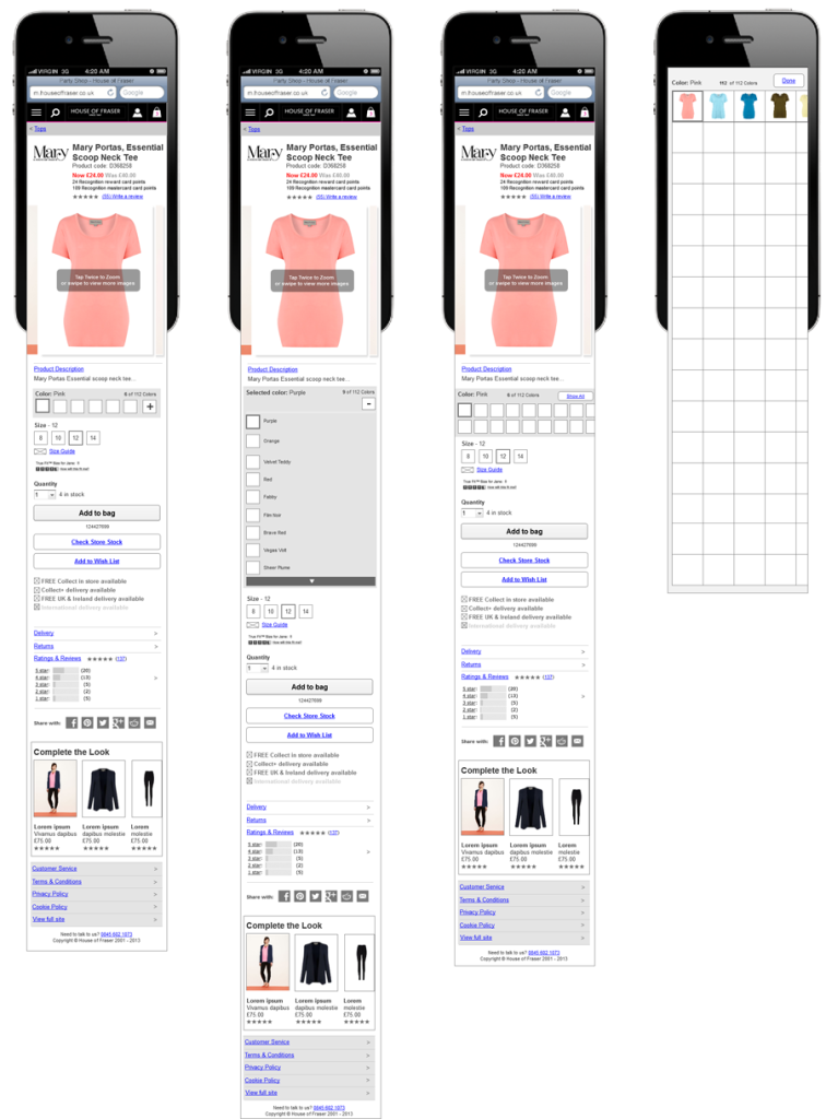 Mobile Colour Swatch Flow