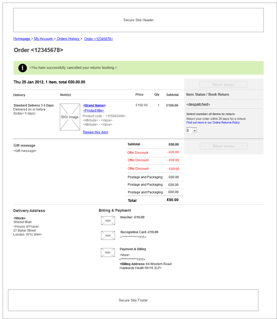 Order Details, Success